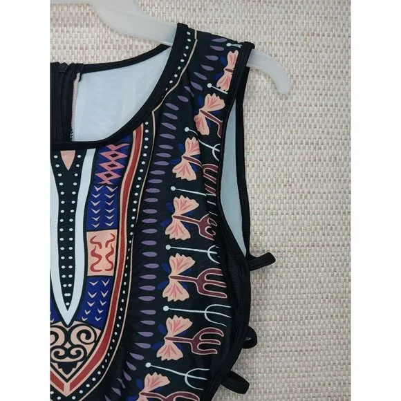 One piece Dashiki printed Bathing Suit with cut out details Size Large - Picture 3 of 8